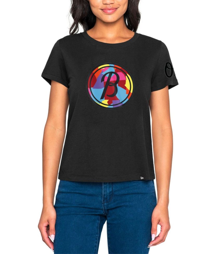 Women's Baltimore Orioles 2023 City Connect Cap Logo Screen Print Graphics T-Shirt