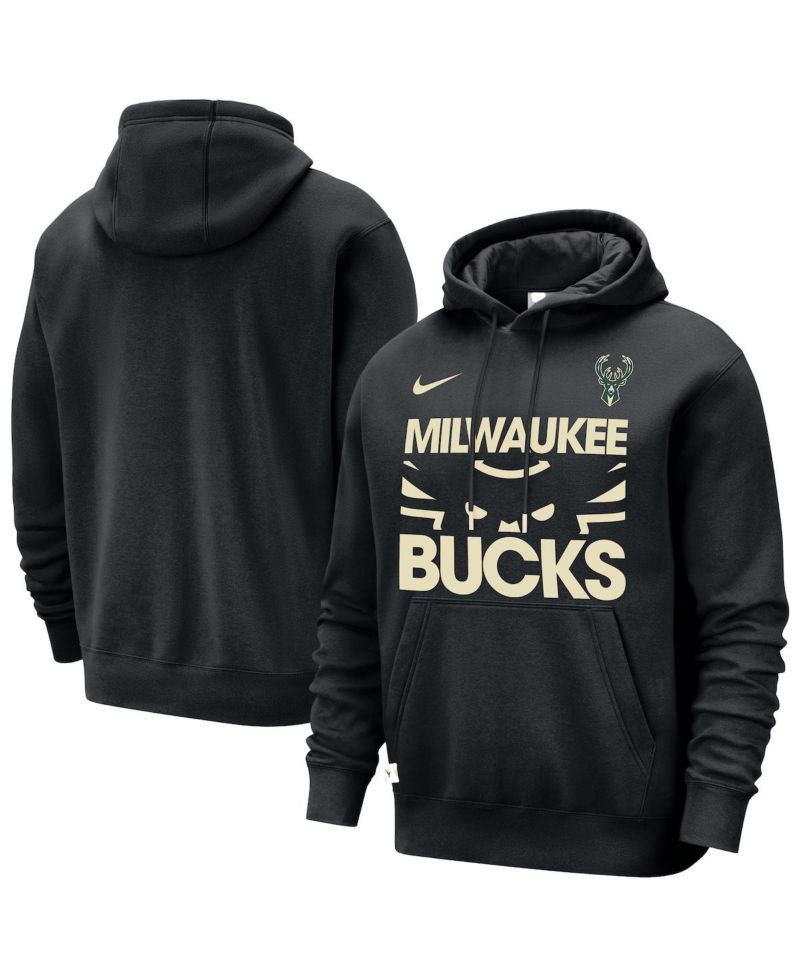 Men's Black Milwaukee Bucks Courtside Club Pullover Hoodie