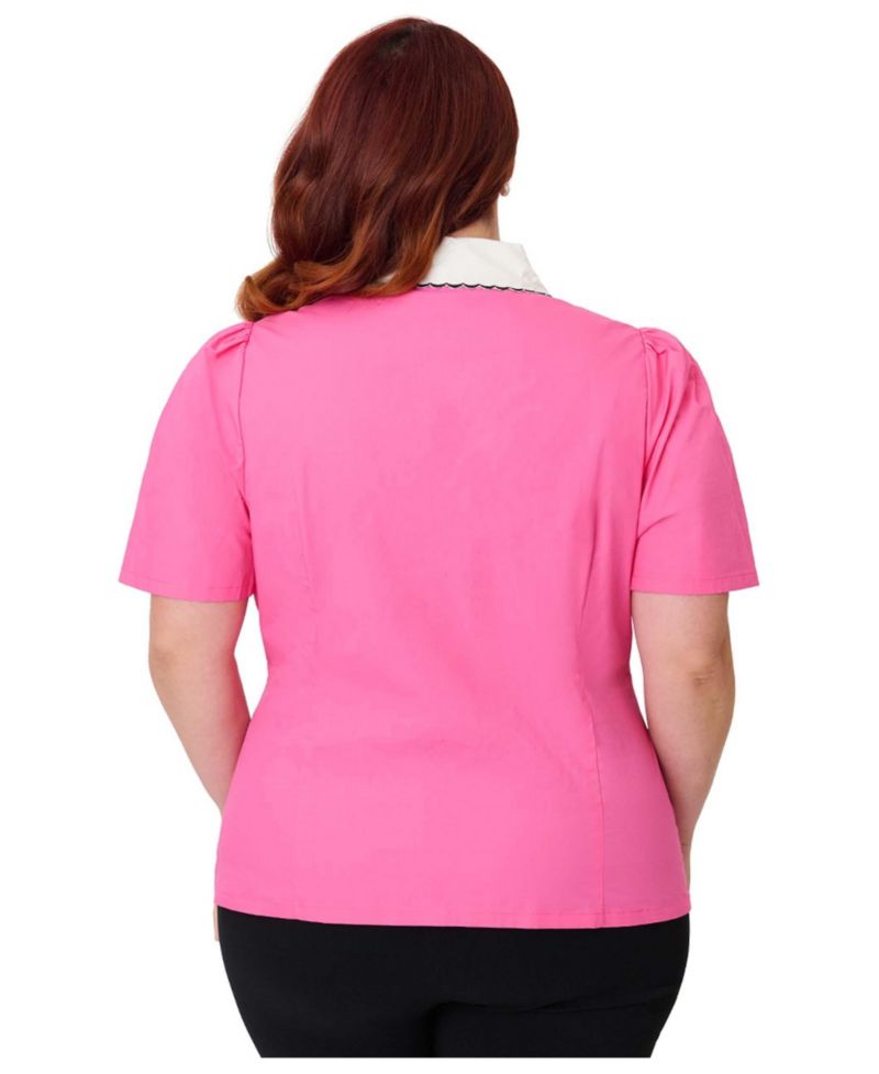 Plus Size Blouse With Embroidered Collar