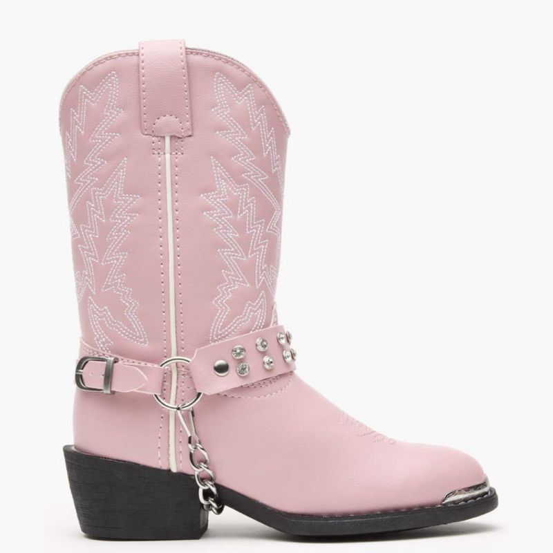 Lil' Little Kid Pink Rhinestone Western Boot