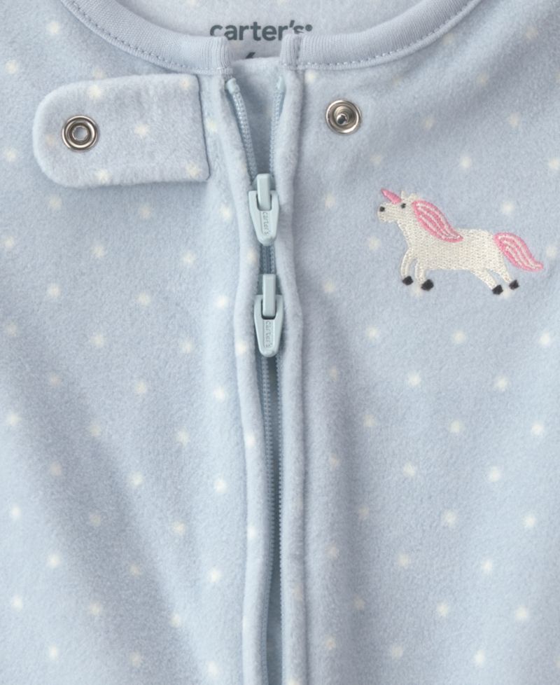 Baby Girls' Unicorn Fleece 2-Way Zip Sleep & Play