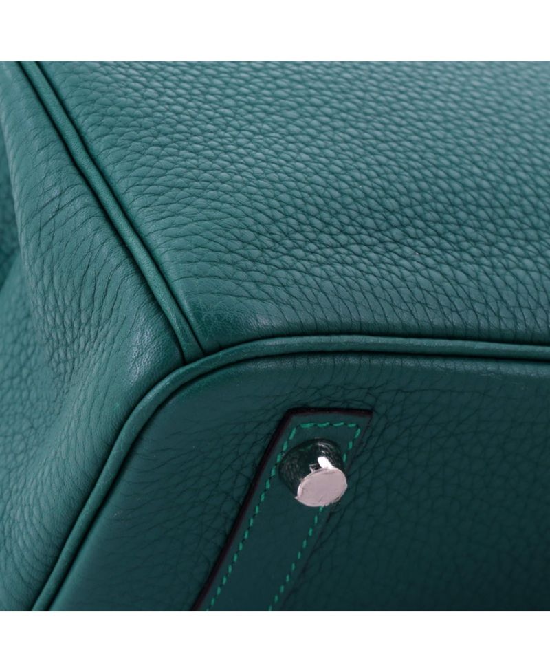 Birkin 30 Handbag Green Clemence with Palladium Hardware