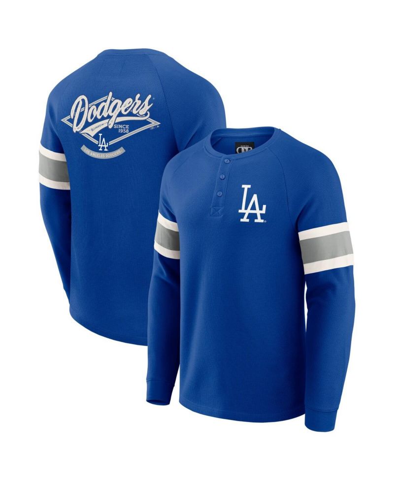 Darius Rucker Collection by Men's Royal Los Angeles Dodgers Waffle-Knit Raglan Long Sleeve Henley T-Shirt