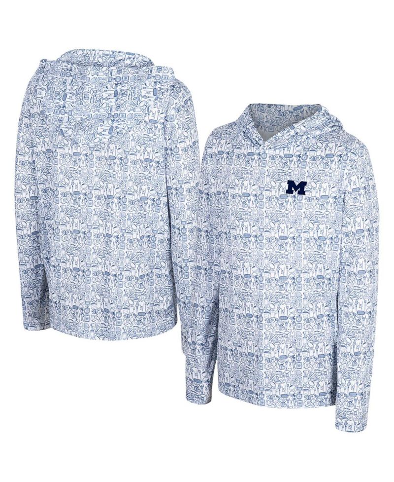 Big Boys and Girls Navy Michigan Wolverines All-Over Print Hoodie