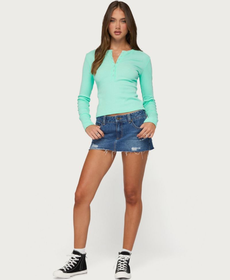 Women's Yerin Long-Sleeve V-Neck Ribbed Henley