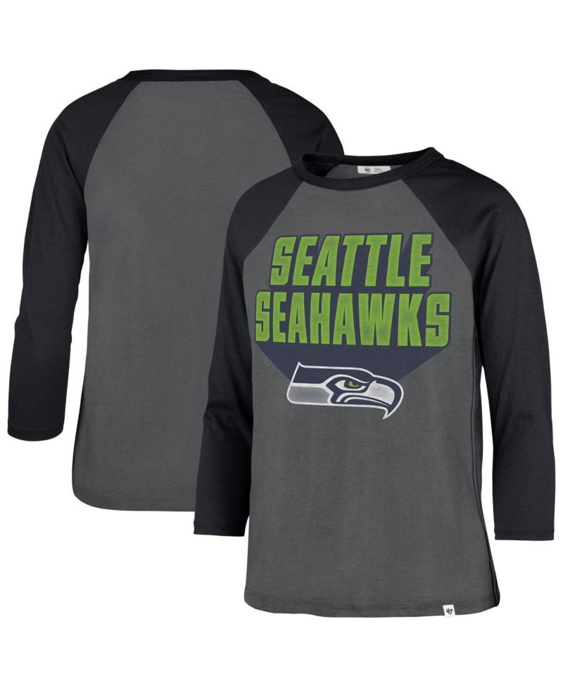 Women's Charcoal Seattle Seahawks Jetset Ava Raglan Long Sleeve T-Shirt