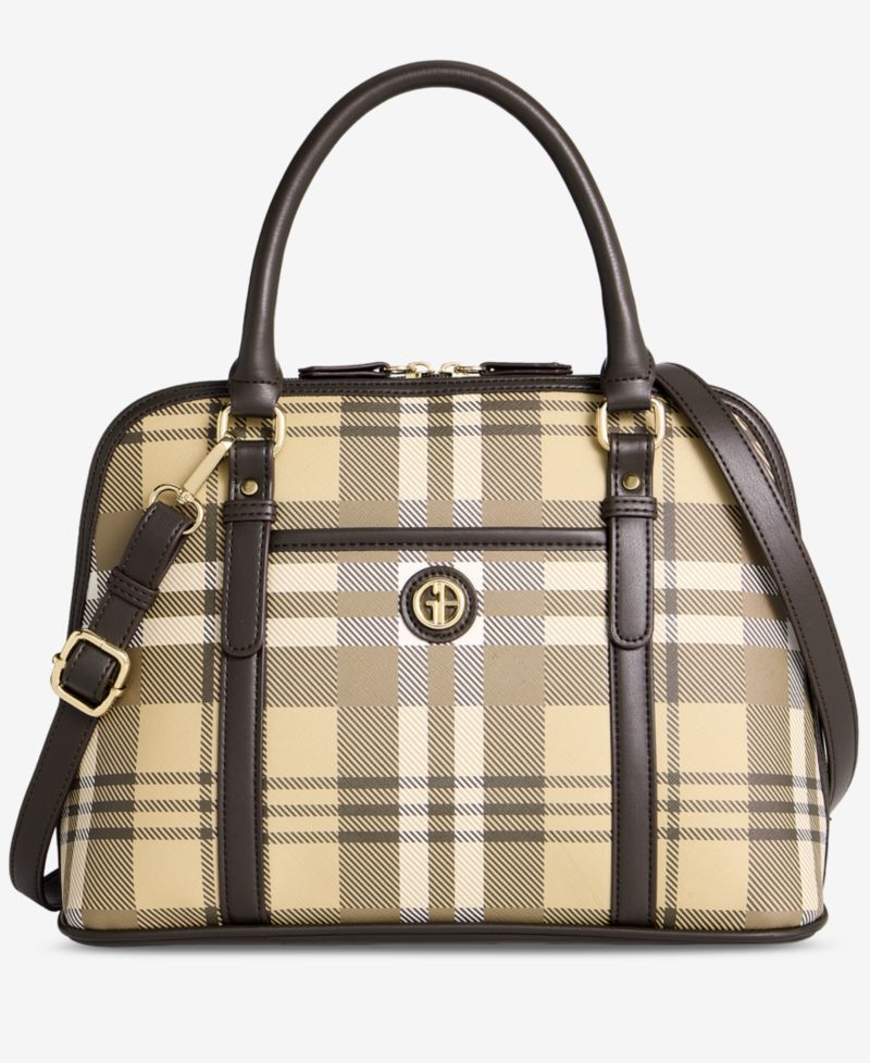 Plaid Detailed Dome Satchel