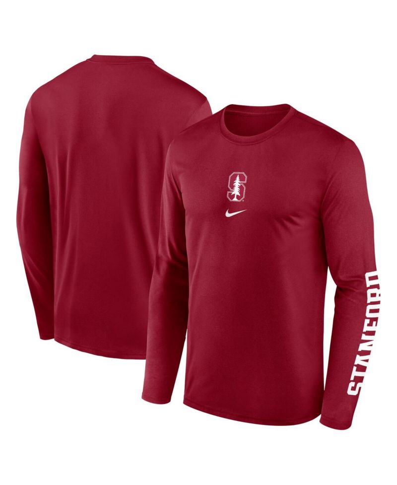 Men's Cardinal Stanford Cardinal Primetime Center Lockup Two-Hit Legend Performance Long Sleeve T-Shirt