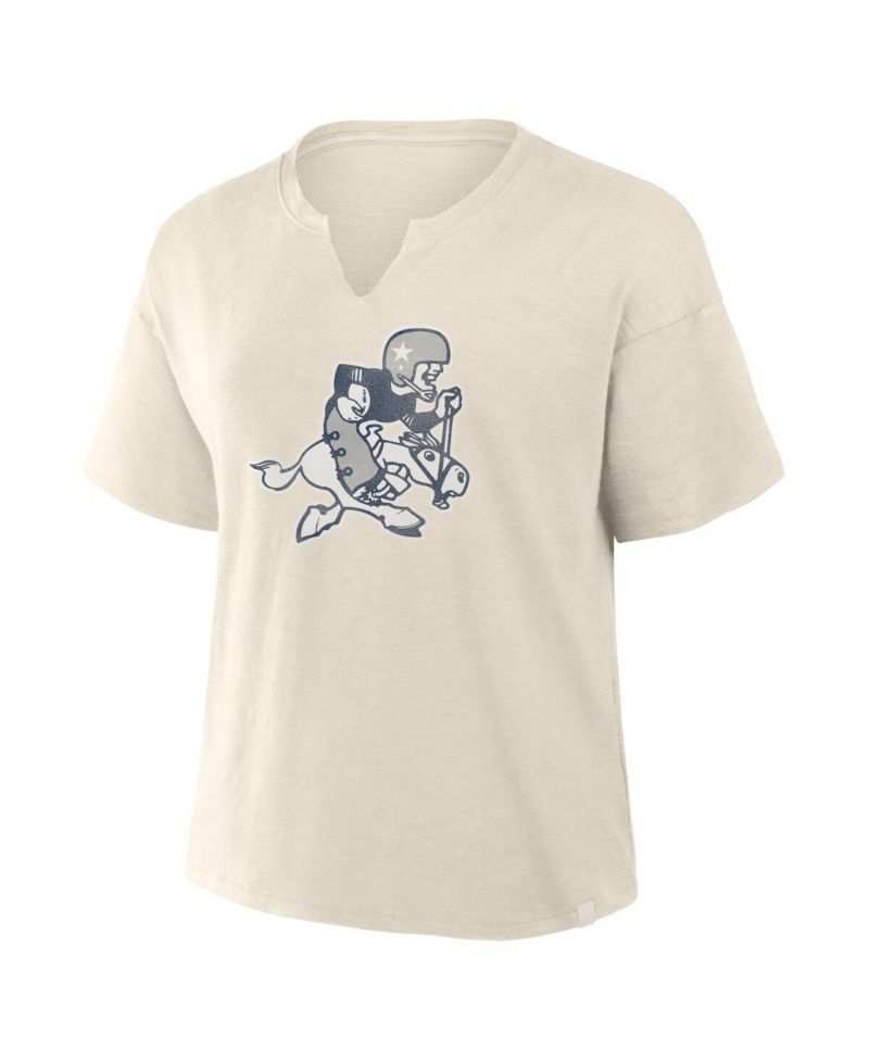 Women's Cream Dallas Cowboys Trick Play Slub Boxy T-Shirt