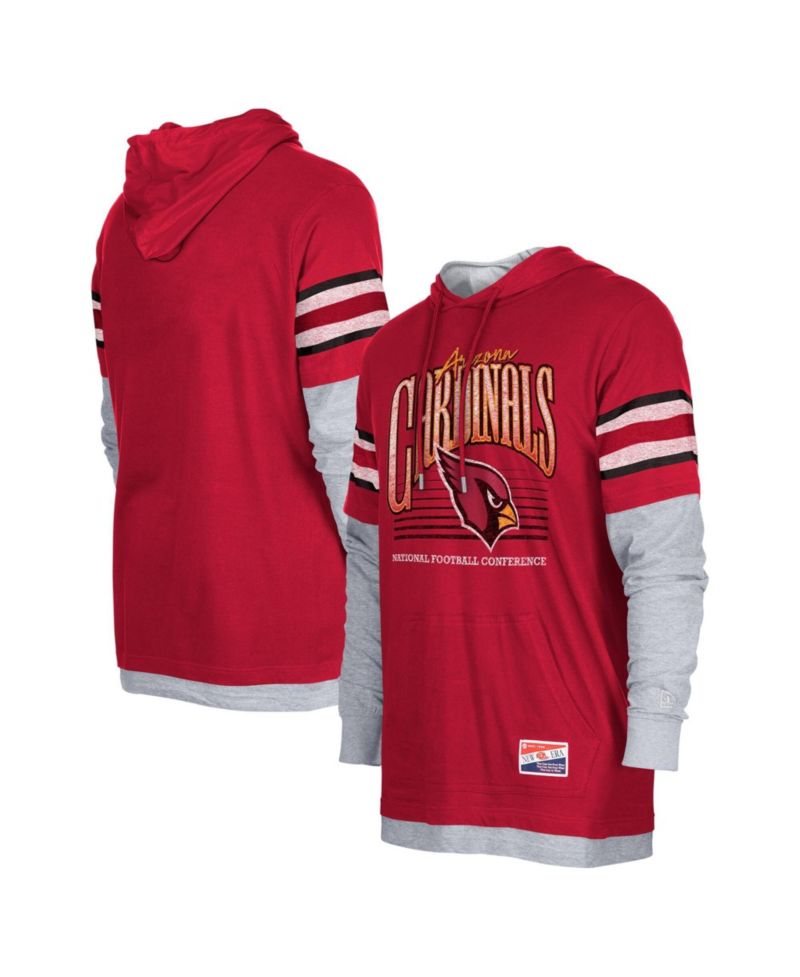 Men's Cardinal Arizona Cardinals Twofer Long Sleeve Hooded T-Shirt