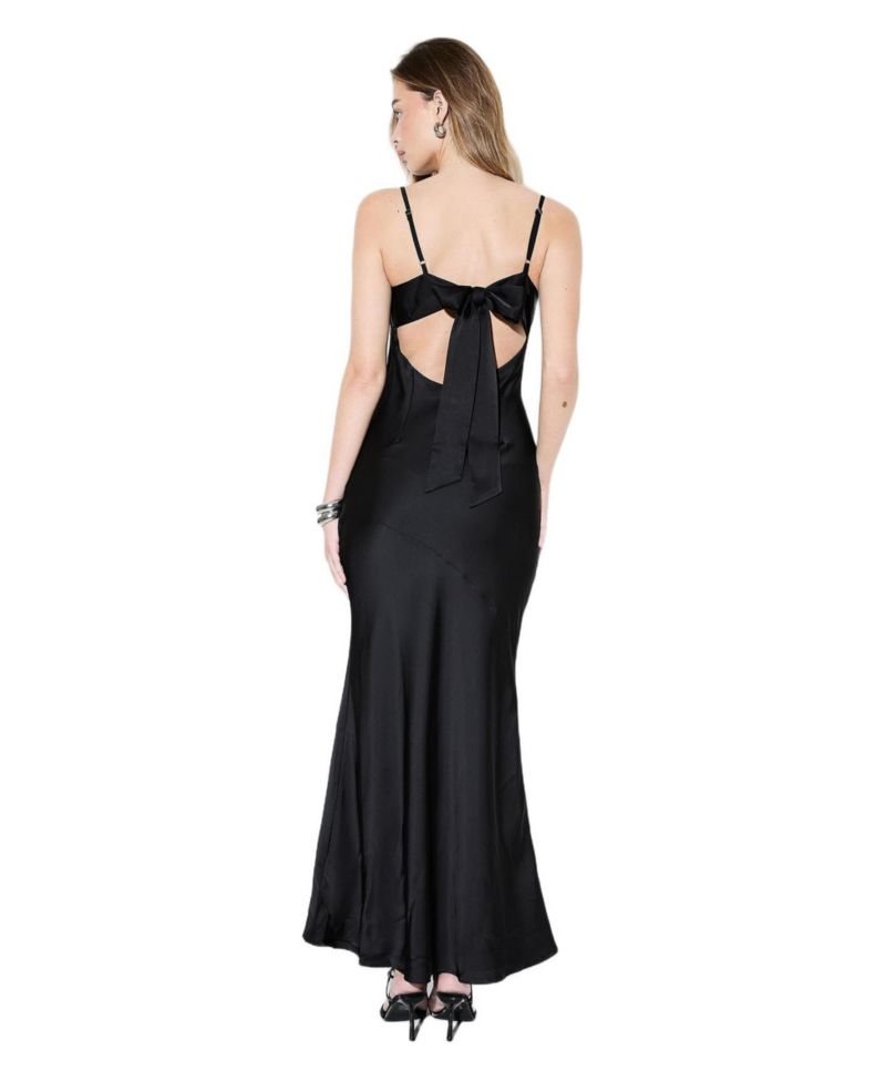 Women's Premium Satin Bow Bridesmaid Dress