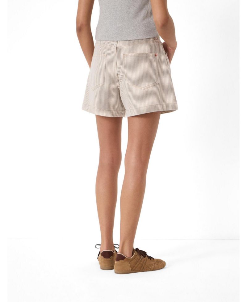 Women's Larissa High-Waisted Stripe Pleated Denim Shorts, 5" Inseam