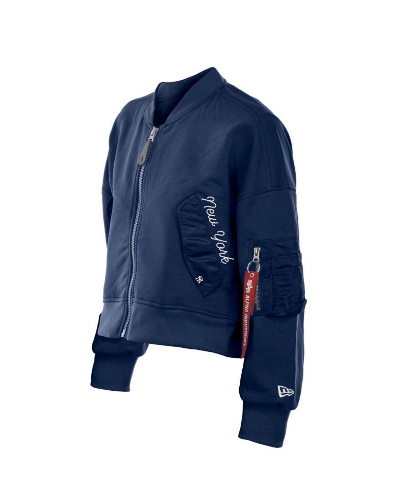X Alpha Industries Women's Navy New York Yankees Cropped Full-Zip Jacket