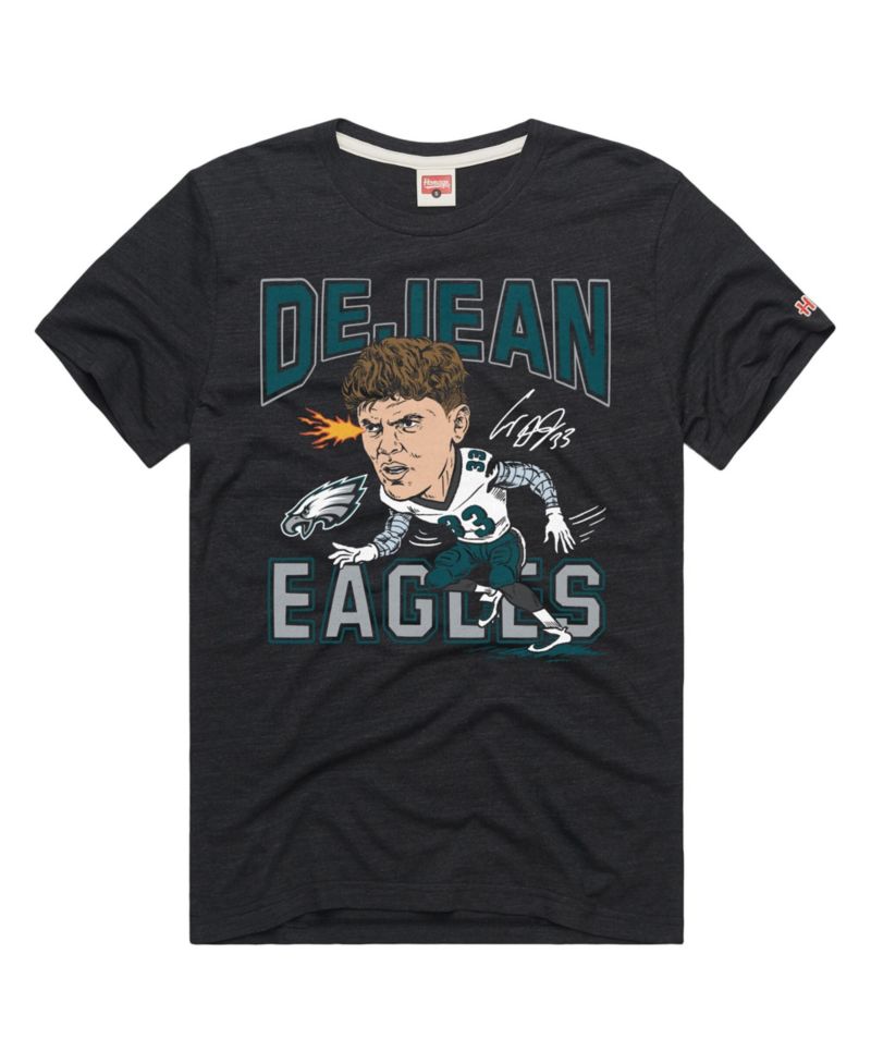 Men's and Women's Cooper DeJean Charcoal Philadelphia Eagles Caricature Player Graphic Tri-Blend T-Shirt