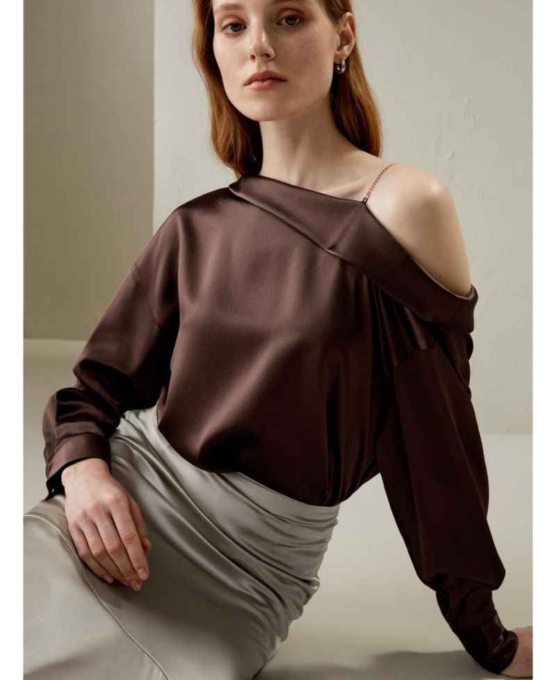 Women's Silk Chic One-Shoulder Top