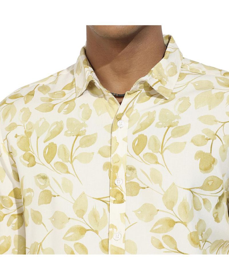 Men's Artistic Foliage Print Shirt