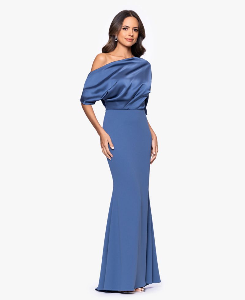 Plus Size Asymmetrical Neck Long Dress