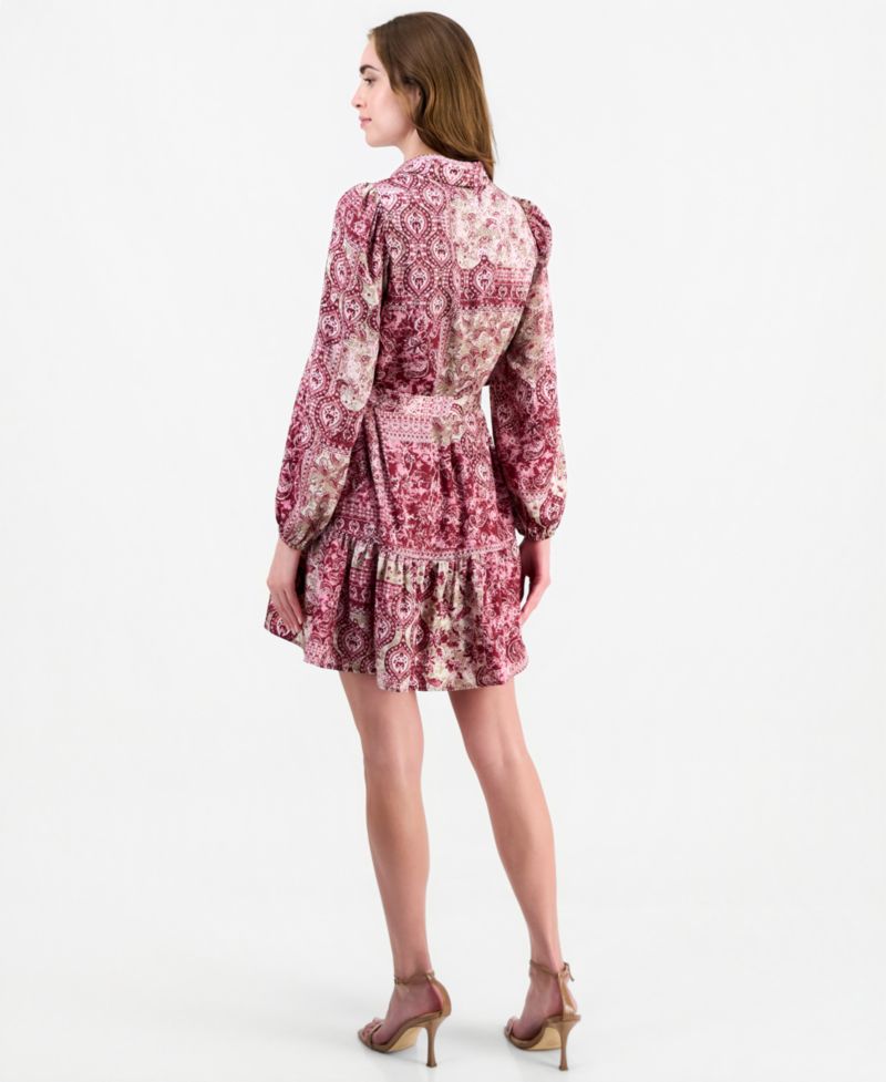 Women's Tiered Belted Shirt Dress