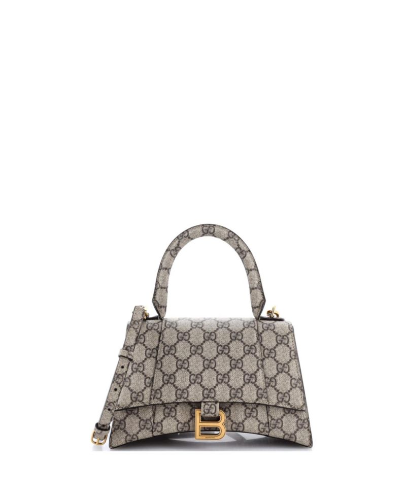 Small x Balenciaga The Hacker Project Hourglass Top Handle Bag GG Coated Canvas