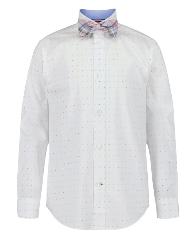 Boys' 8-20 Long-Sleeve Geo Dot Dress Shirt with Bow Tie