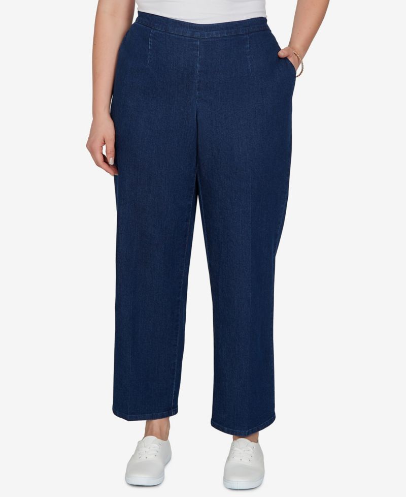 Plus Size Pull-On Mid-Rise Denim Pants