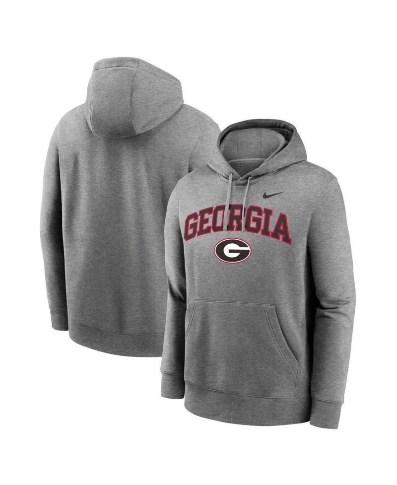Men's Gray Georgia Bulldogs Club Fleece Arch Pullover Hoodie