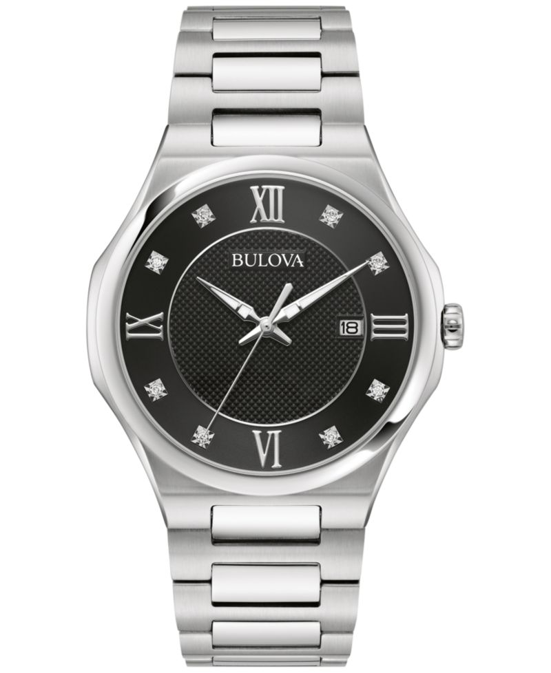 Men's Diamond Accent Stainless Steel Bracelet Watch 41mm