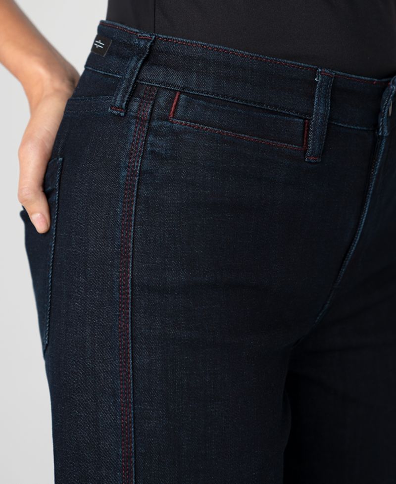 Women's Side Stitch Detail Mid-Rise Straight Jeans