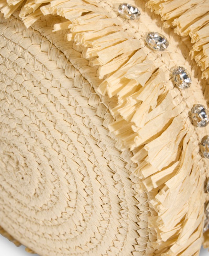 Fringe And Crystal Mini Bucket Bag