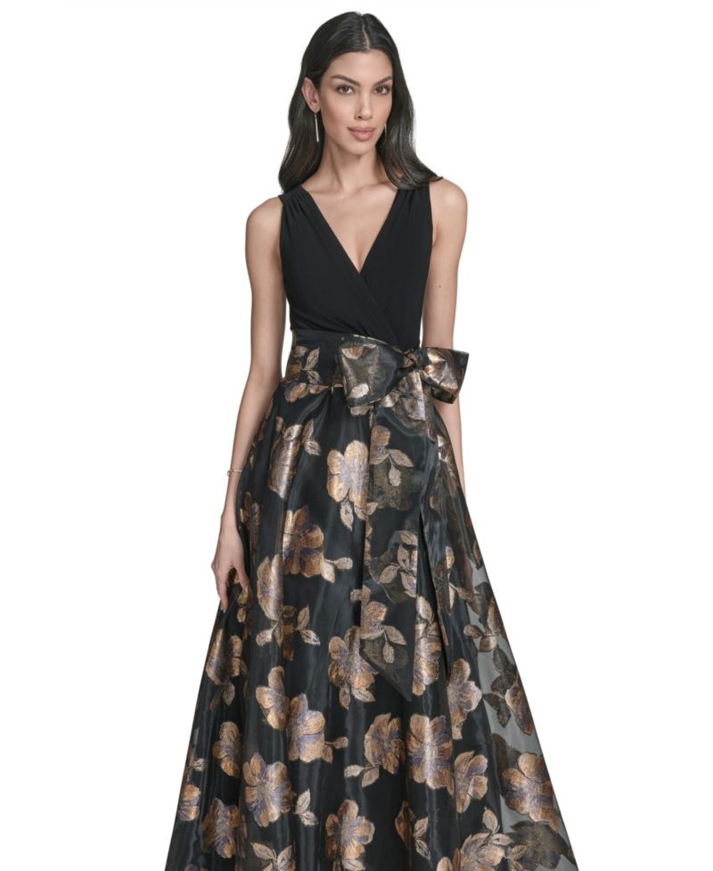 Women's Sleeveless Surplice Ballgown Dress