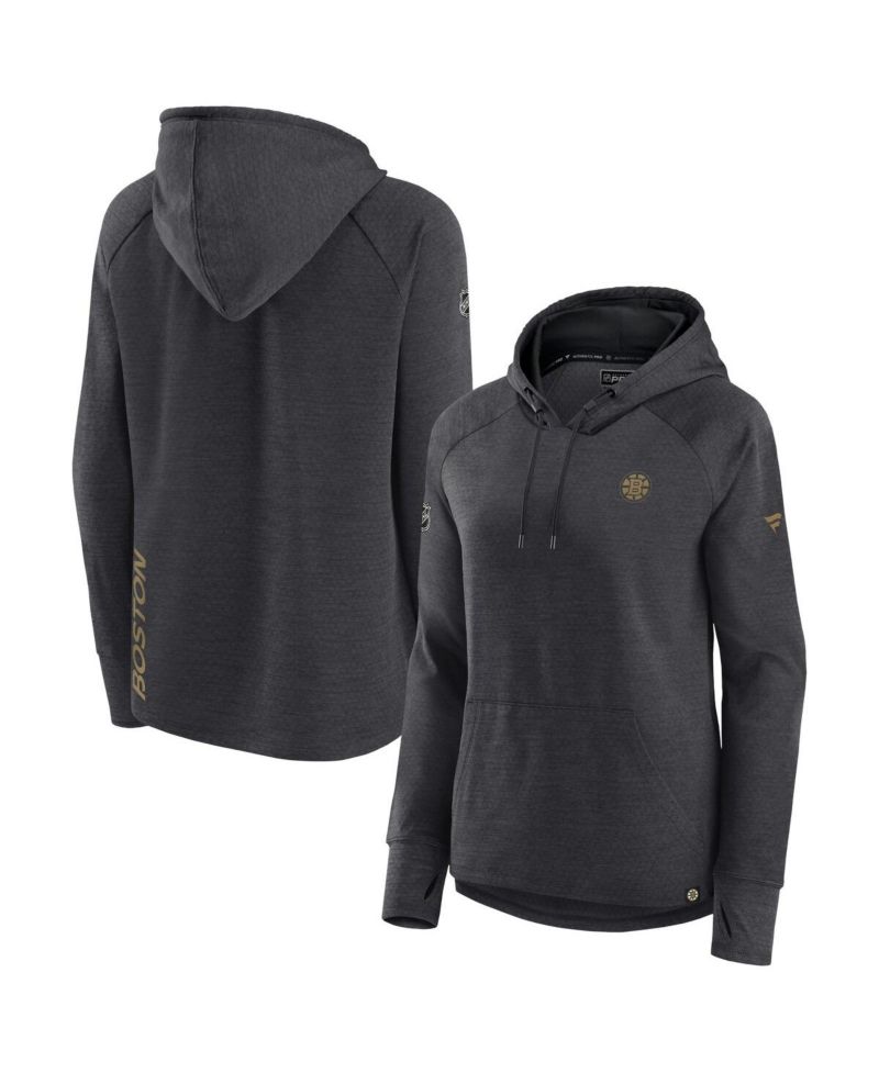 Women's Heather Charcoal Boston Bruins Authentic Pro Pullover Hoodie