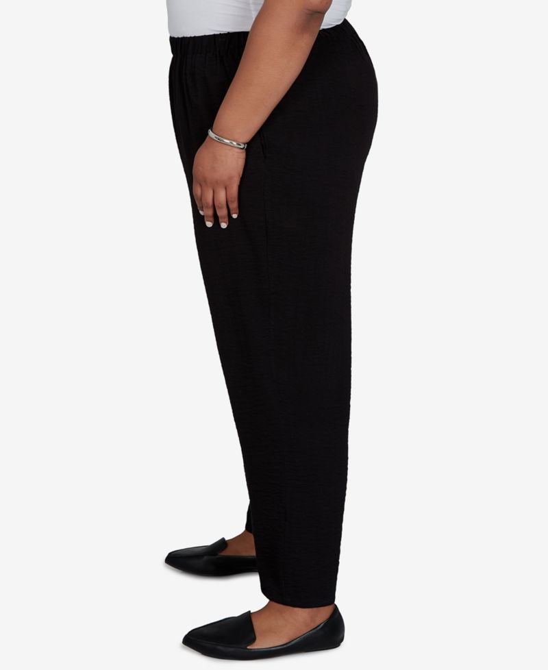 Plus Size Travel Advisory Pull-On Ankle Crinkle-Texture Pants