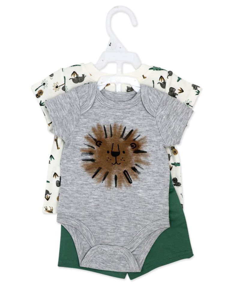 Baby Boys' Short-Sleeve T-Shirt, Bodysuit and Shorts, 3-Piece Set