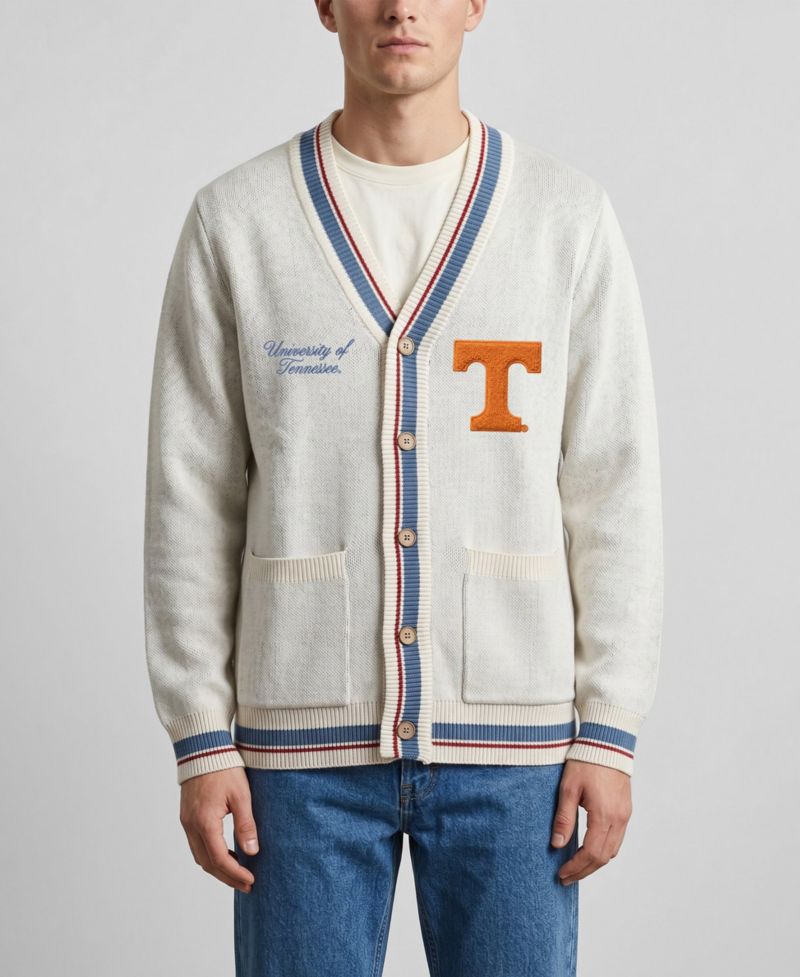 Men's and Women's Natural Tennessee Volunteers Americana Striped Full-Button Cardigan