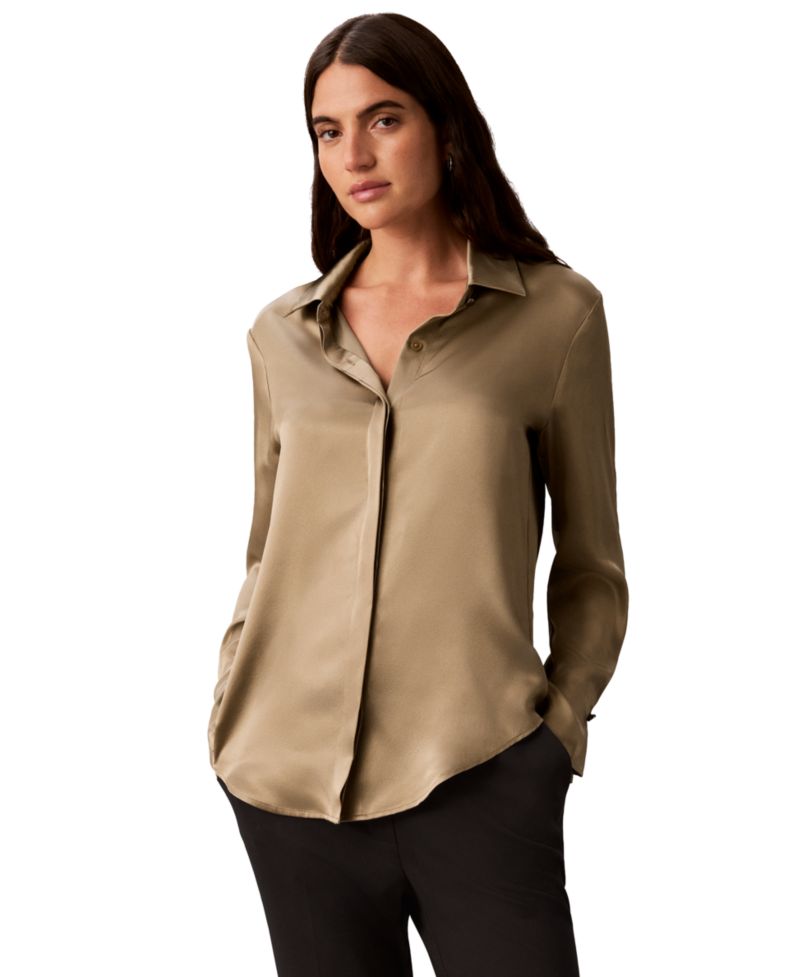 Petite Long-Sleeve Collared Shirt