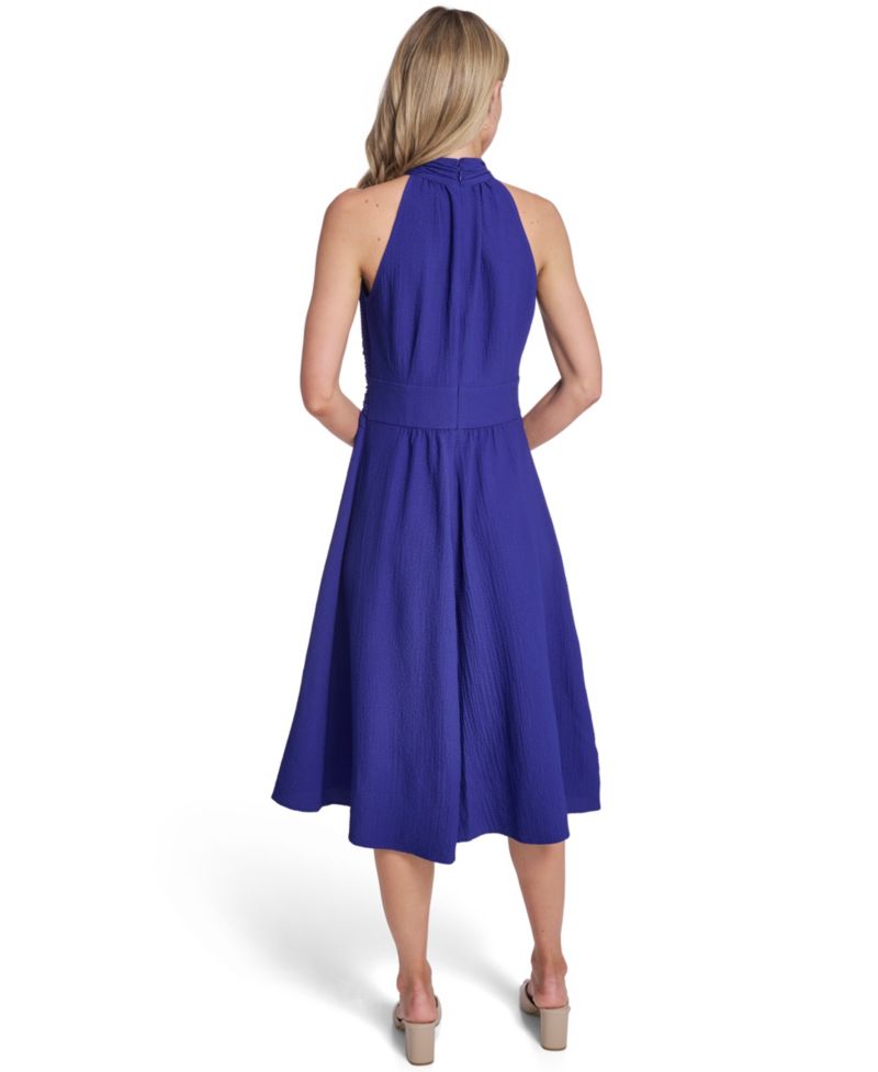 Women's Halter Neck Twist-Waist Midi Dress