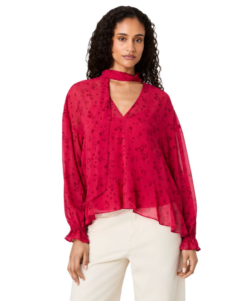 Women's Marina Long-Sleeve V-Neck Chiffon Top