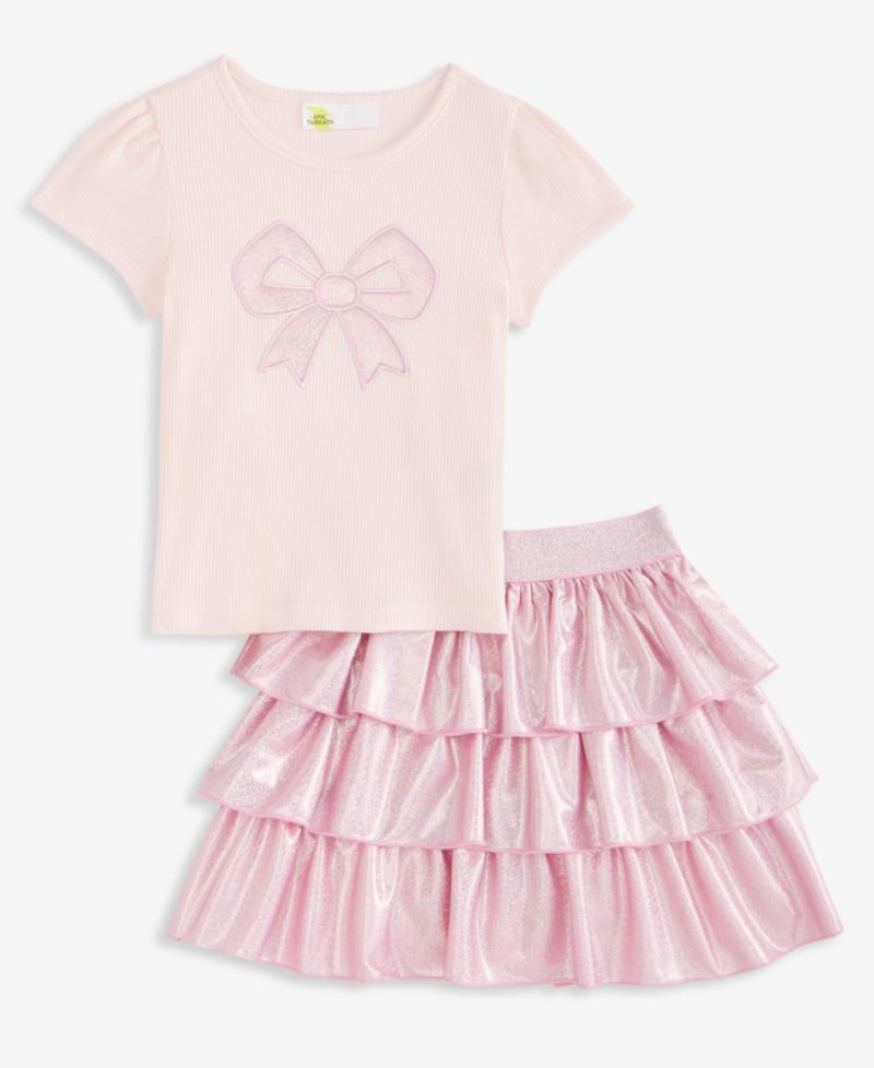 Toddler Girls' 12M-5T T-Shirt and Sparkle Tiered Skort, 2-Piece Set