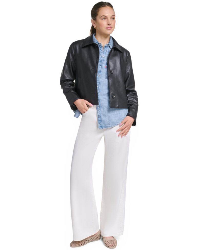 Women's Laydown Collar Cropped Snap Jacket