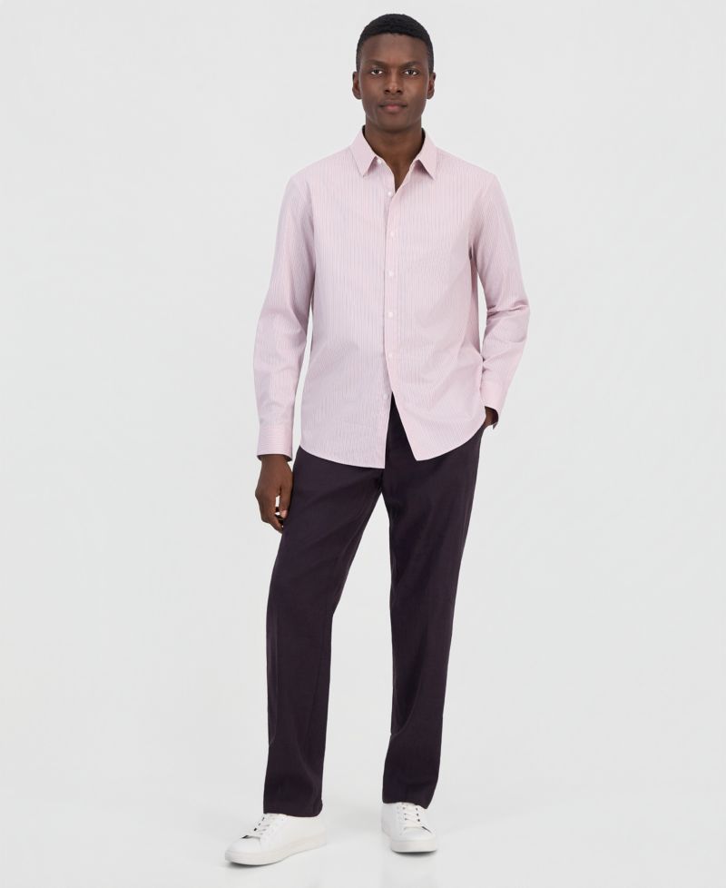 Men's Textured-Stripe Cotton Poplin Shirt, Macy's Exclusive