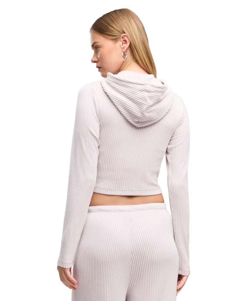 Women's ESS Full-Zip Cropped Ribbed Hoodie