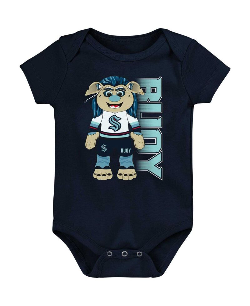 Newborn and Infant Boys and Girls Deep Sea Blue Seattle Kraken Mascot Cheer Bodysuit