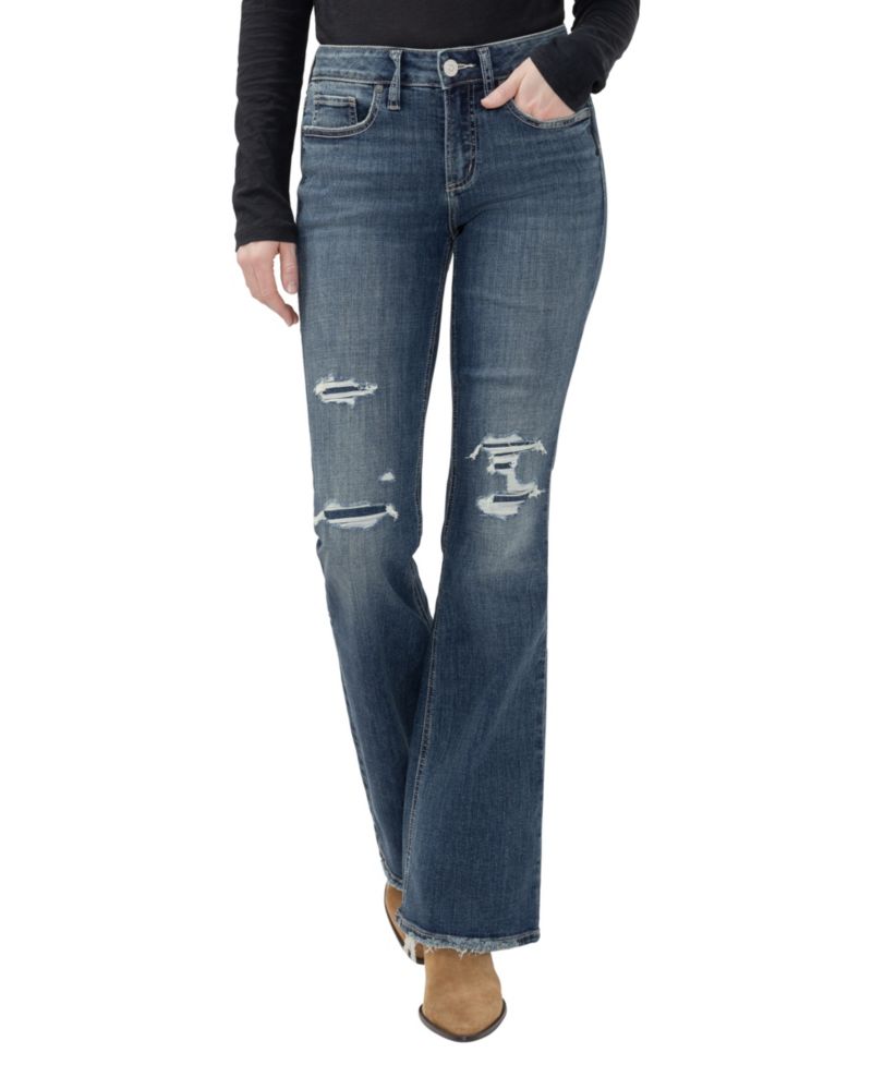 Women's Suki Distressed Mid-Rise Bootcut Jeans