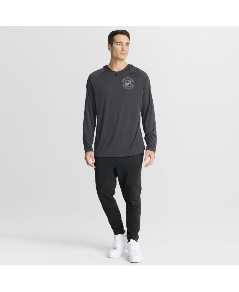 Men's Charcoal NHL-Logo Authentic Pro Rink Raglan Hoodie