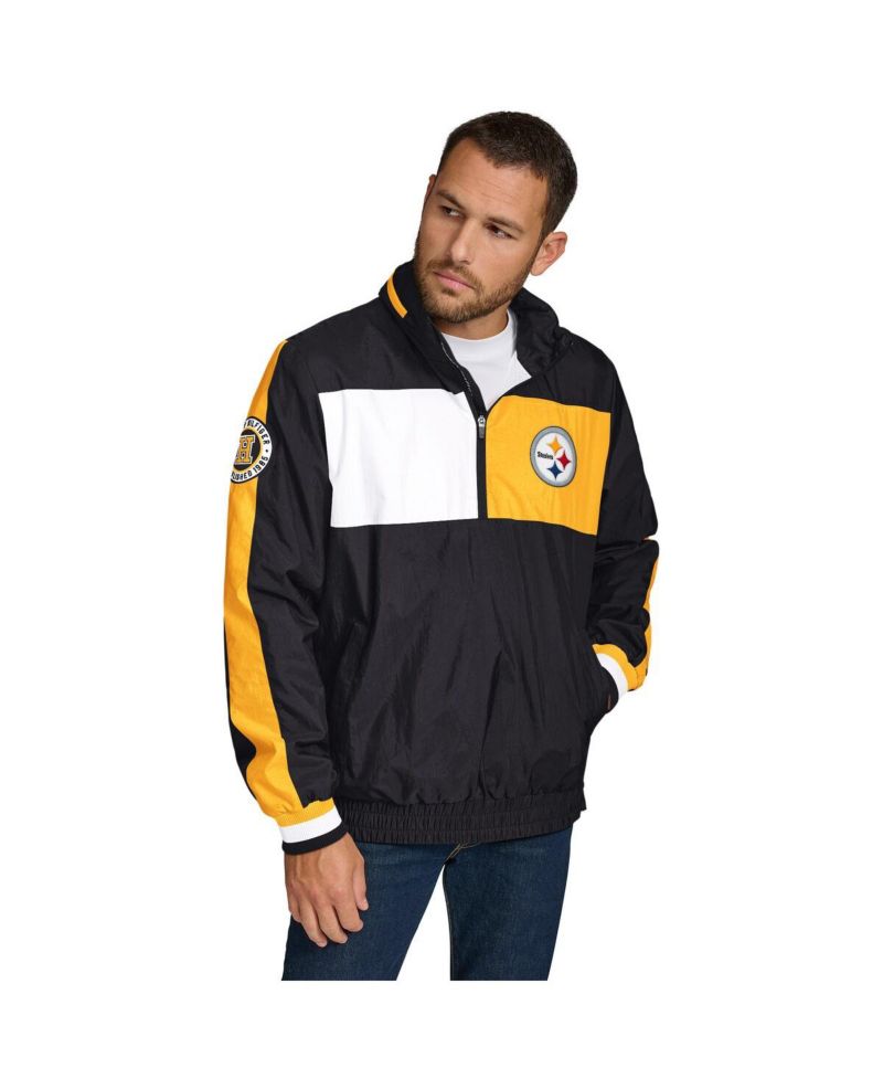 Men's Black Pittsburgh Steelers Gael Lightweight Half-Zip Hoodie