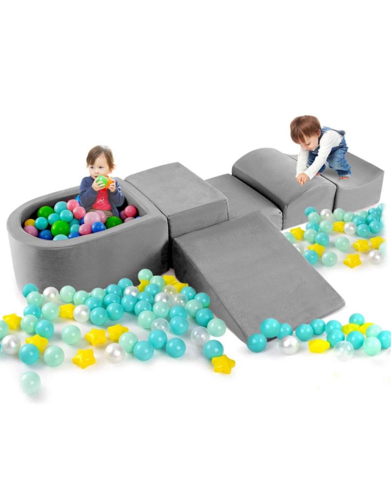 5PCS Climb and Crawl Playset with Ball Pit for Kids Zippers for