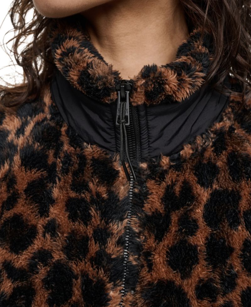 Women's Printed Sherpa Fleece Mock Neck Jacket