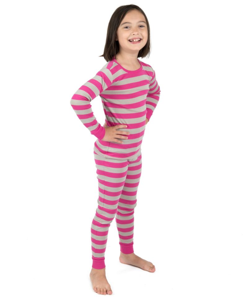 Kids Two Piece Cotton Striped Holiday Pajamas