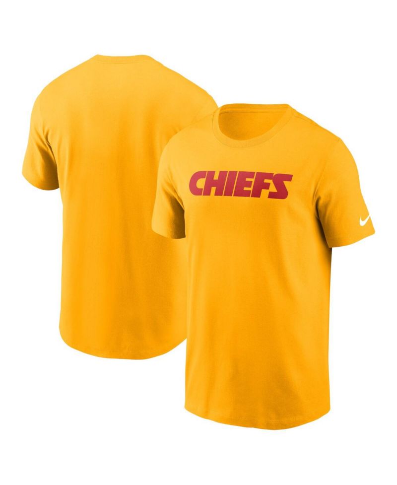 Men's Gold Kansas City Chiefs Primetime Wordmark Essential T-Shirt