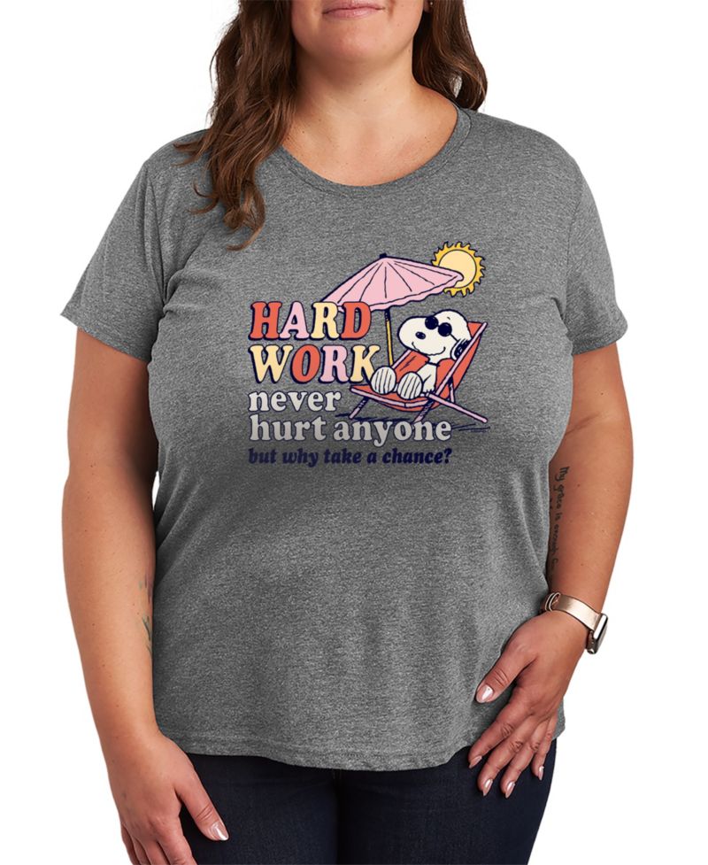 Plus Size Peanuts Hard Work Short-Sleeve Graphic T-Shirt